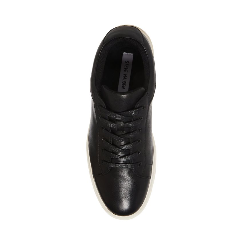 Black Steve Madden Tilton Leather Men's Sneakers | PH 3126NID